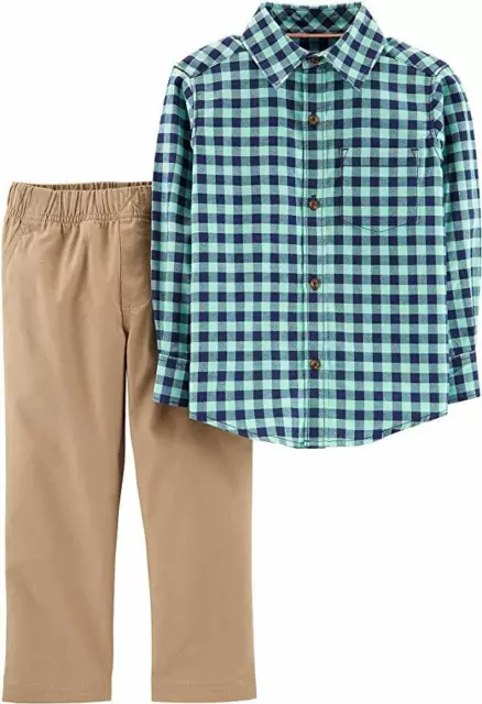 Carter's Infant or Toddler Boys 2 Pc Flannel Shirt & Pants Set NWT  24M