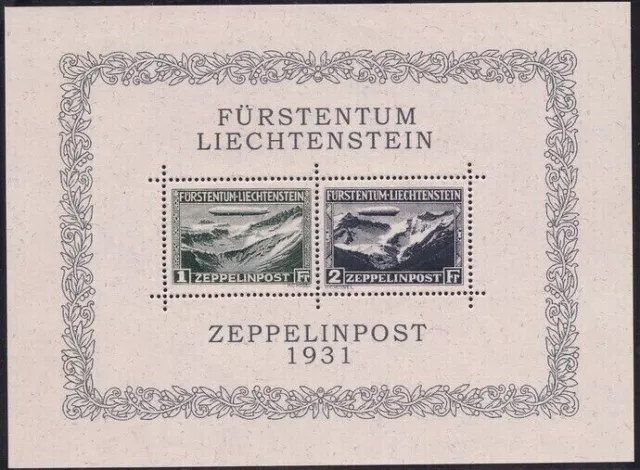 Liechtenstein 1931 Zeppelin Airmail Sheet MNH