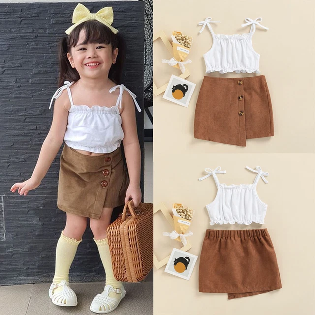 Abiti per bambine bambine senza maniche top ritagliati gonna vestiti