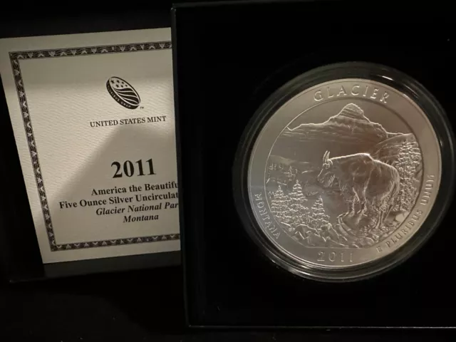 2011-P GLACIER 5oz Silver ATB America the Beautiful with COA