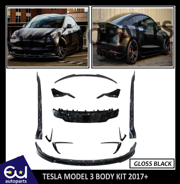 FOR TESLA MODEL Y Bodykit Body Kit Front Lip Diffuser Side Skirt Gloss ...
