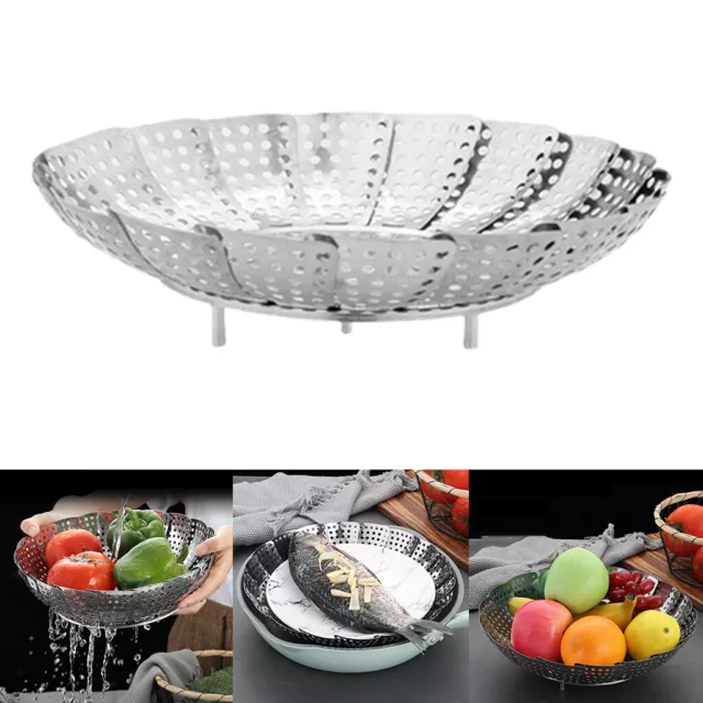 22CM Stainless Steel Folding Steamer Basket Collapsible Steamer Vege Fish Fruits