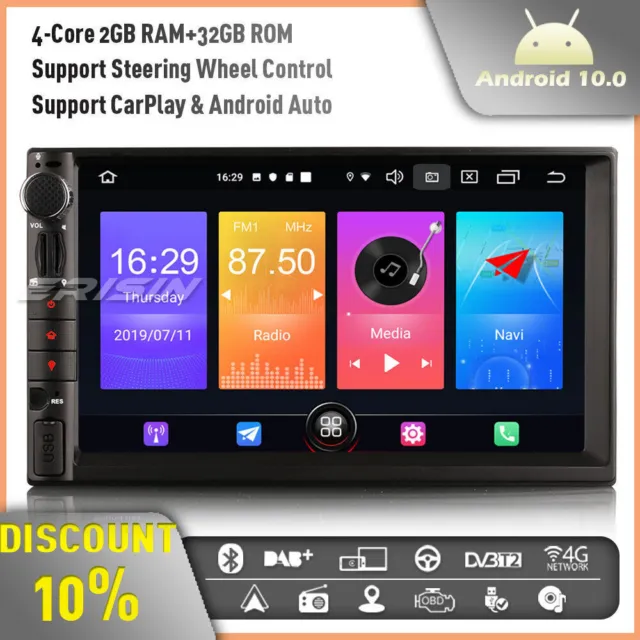 10.1 1 Din DAB+Autoradio Android 10.0 Bluetooth WiFi TNT Carplay