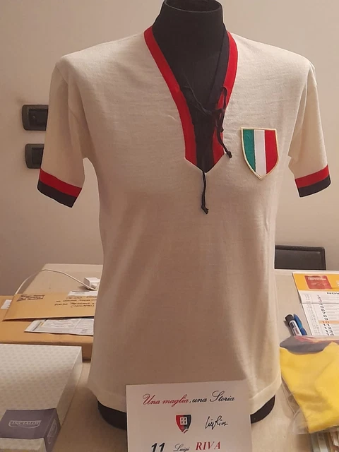STUPENDA MAGLIA REPLICA CAGLIARI Calcio Gigi RIVA bianca