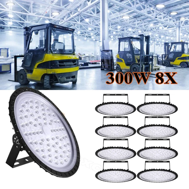 8 PACK 300W UFO LED High Bay Light Warehouse Industrial Light Fixture 30000LM