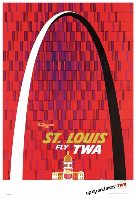 Saint Louis Arch - Fly TWA 1960s Vintage Poster - David Klein