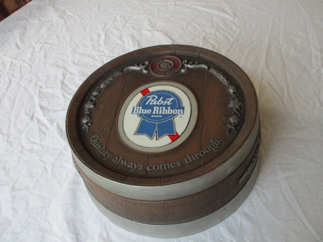 Vintage Pabst Blue Ribbon Beer PBR Plastic Barrel 16" End Display Wall Sign