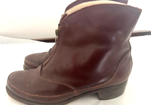 Stivaletti originali anni '40 foderati in pelle suola in pelliccia taglia 5,5 UK