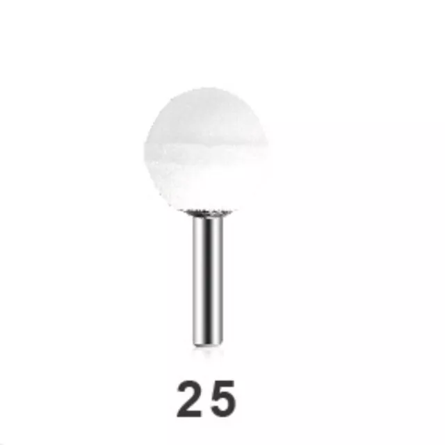 10 Pcs White Abrasive Ball Mounted Stone Grinding Bits 6mm Shank 25mm Diameter