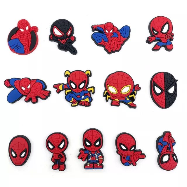 13X Superhero Spider-Man Shoe Charms Bundle Set Shoes Decorations Kids Womenש