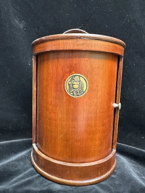Pyrat Rum Round Wooden Budda Case With Sliding Door Used