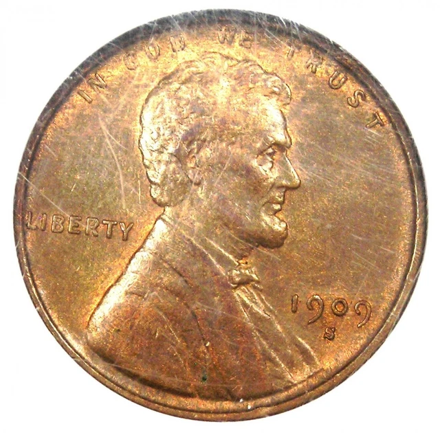 1909-S VDB Lincoln Wheat Cent 1C Penny Coin - Certified NGC MS62 (BU UNC)