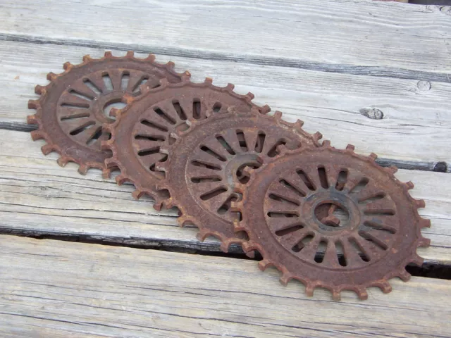 4 International IH Cast Iron Planter Plates 3114-AA Corn Bean Seed steampunk