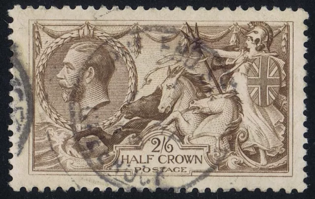 1918 SG 413a 2/6 Olive-Brown Seahorse Fine Used Cat. £100.00