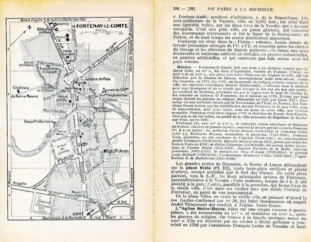85 Fontenay-le-Comte 1934 pt. plan ville orig. + guide (4 p.) pl. Viète Sardines