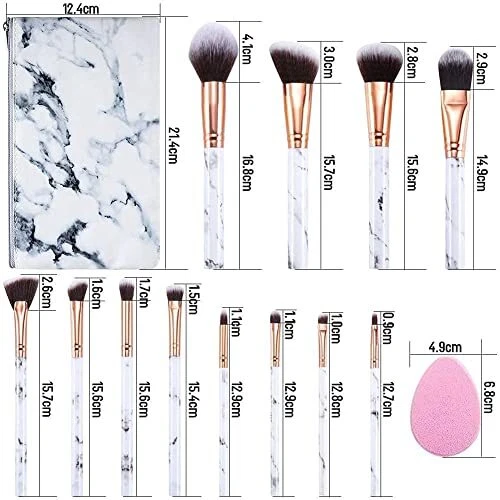Pennelli Make Up Start Makers12Pcs Set di Pennelli Per Trucco in Marmo Con Fo... 4