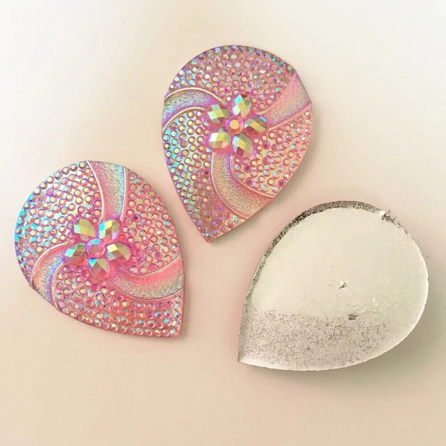 5 x Fancy Glitter Drops Flower Design Metal backed Resin Swirl Glitter Effect XL 3