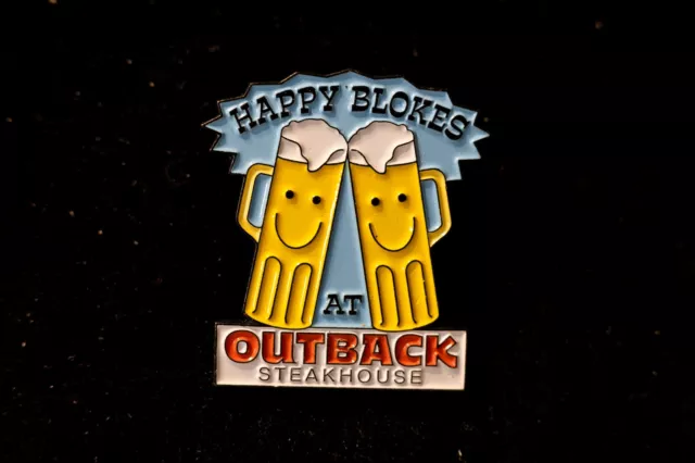 Outback Steakhouse Restaurant Collectible Pin:  Smiling Beer Mugs Happy Blokes