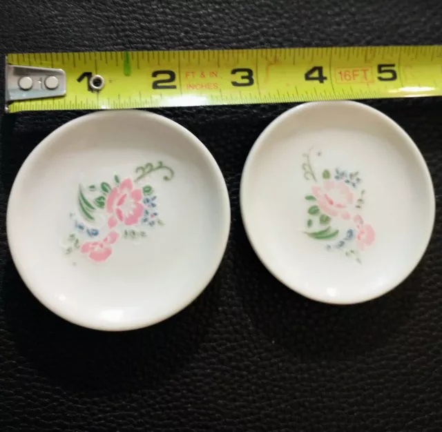 Porcelain China Plates Tiny 2.5 inch  Lot Of Two  Miniature Dishes Stamped