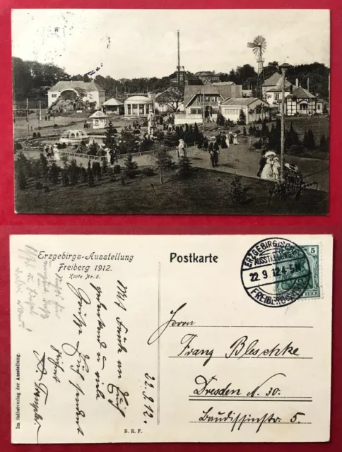 Anlass AK FREIBERG 1912 Erzgebirgs Ausstellung Gelände  ( 97365