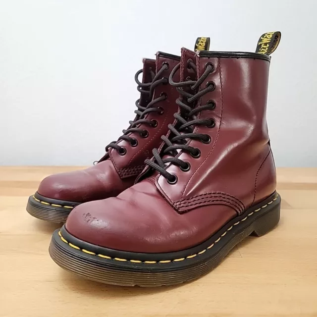 DR MARTENS 1460 Cherry Red Leather Boots Size 6 Womens 4 UK 37 EU Doc 6 ...