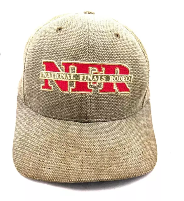 Vintage National Finals Rodeo American Needle Strap Back Tan Red Made in USA