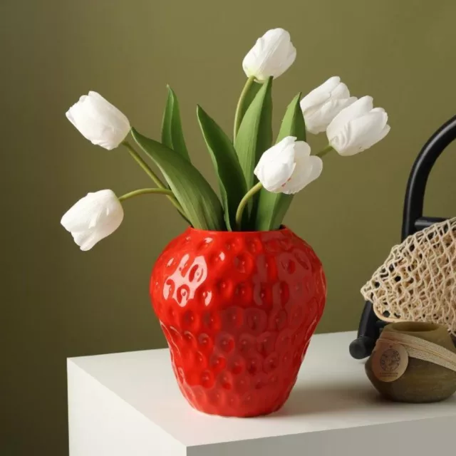 Ceramics Decoration Flower Arrangement Strawberry Vase Flower Pot Vintage Style