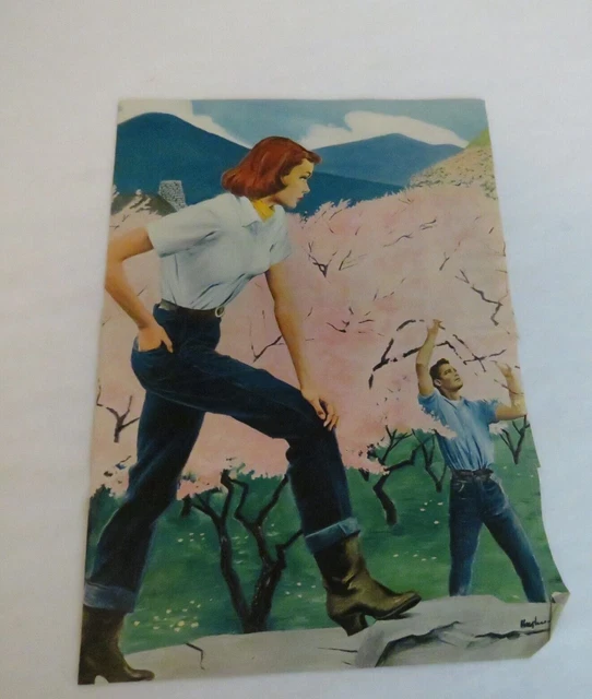 George Hughes Artist Illustration Magazine Clipping Woman in Blue Jeans Red Hair