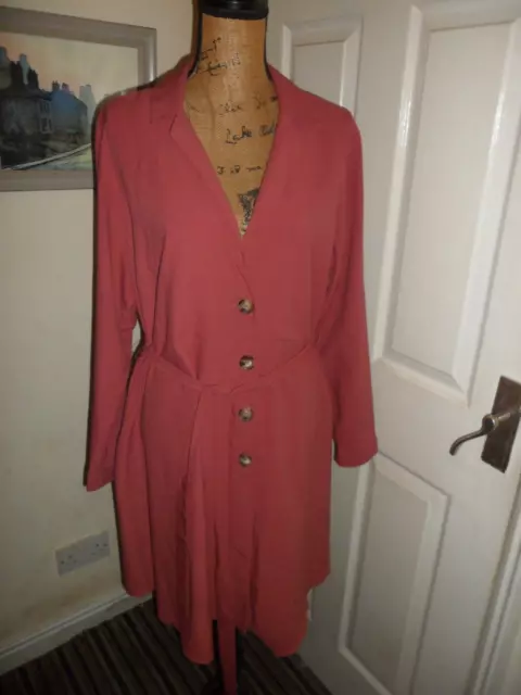 ASOS Ladies Coat Dress Dark Coral Size 18 Ex COn