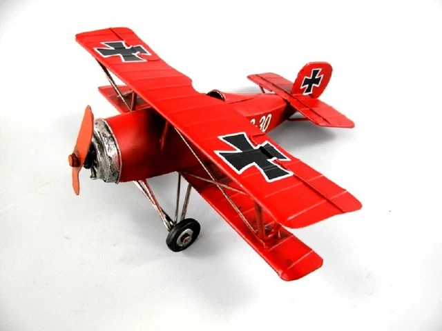 JS Garten Deko Blechflugzeug Havilland Doppeldecker 40cm - Nostalgie Modell Gelb