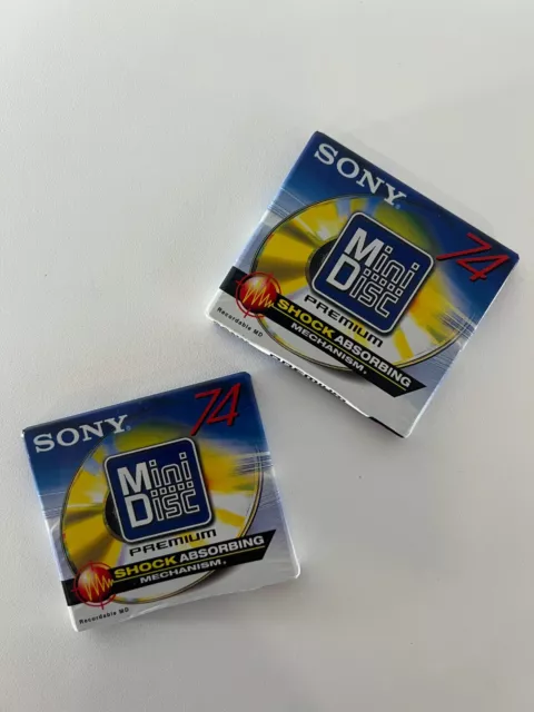 x2 Mini-disc Enregistrable Sony SCELLÉ - 74 minutes - Shock Absorbing - MDW-74D