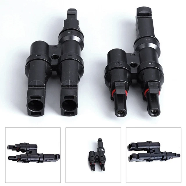 1 Pairs Solar Panel Cable T-type Tee Branch Connectors Splitter Coupler Combiner