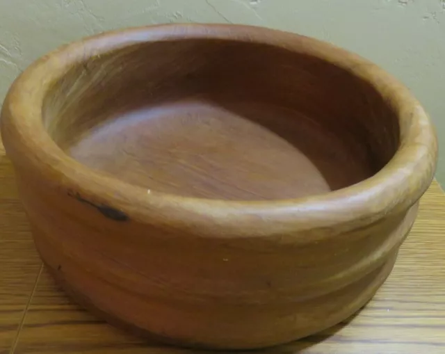 Kalmar Teak Wood Salad Bowl Exterior Grooves w Straight Sides Thailand
