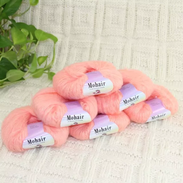 Sale 6BallsX25gr Fluffy Lace Mohair Warm Shawl Rugs Hand Knit Crocheted Yarn 04