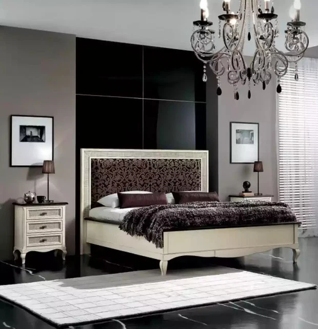 Design Chambre à Coucher 3tlg. Lit 2x Table de Chevet Luxe Lits Set Meuble Neuf