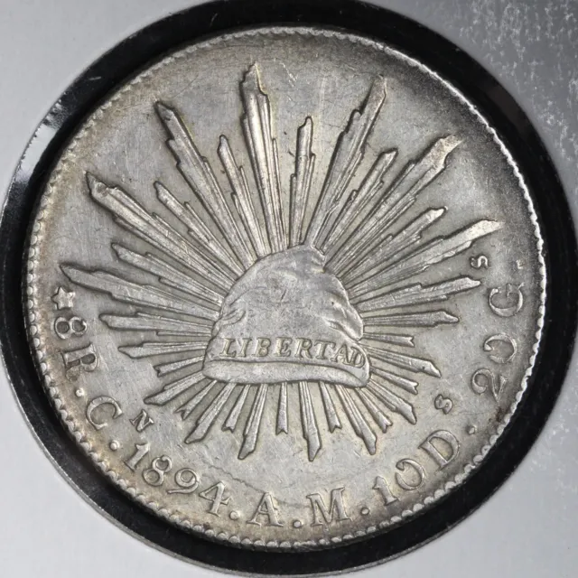 1894 CN AM Republic of Mexico Silver 8 Reales CHOICE AU Super Original! 780