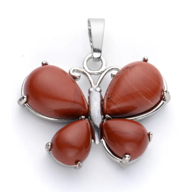 Natural Crystal Gemstone Butterfly Chakra Healing Amulet Pendant Charm