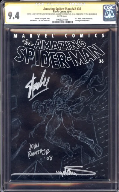 Spider-Man 36 Wtc Cgc 9.4 Ss Sketch Arthur Suydam Signed Stan Lee Jrjr Mint Af15