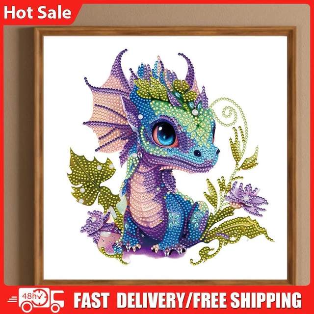 5D DIY Partial Special Shaped Drill Diamond Painting Kit Dragon Decor 30x30cm