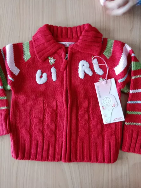 Maglia Maglione Cardigan Bambina Taglia 1 Anno 12 Mesi Misto Lana Nuovo Invernal