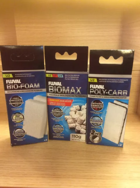 genuine Fluval U2 Media Replacement Filter Foams,Poly & Biomax. full set