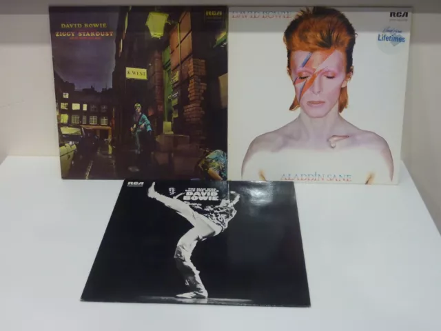 DAVID BOWIE - Aladdin Sane/Man Who Sold The World/Ziggy - 3 x LP LOT - EX/EX
