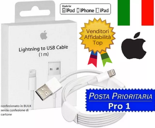 CAVO DATI USB ORIGINALE per IPHONE 7 e 8 X Xs 11 12 13 Pro Max iPad Air