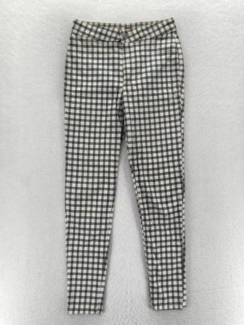 Free People Women's 26 Blue Plaid Stretch Fabric Skinny Leg Ankle Pants Mid Rise