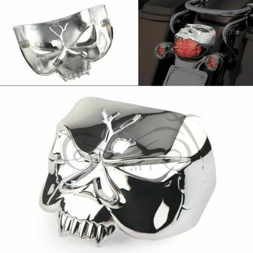 Motorcycle Chrome Tail Light Cover Zombie Skull Fit For Harley FXDL FLHR/T/X New