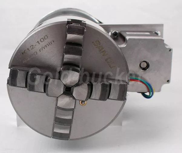 4th Axis Hollow Shaft CNC Router Rotational A Axis Φ100MM 4 Jaw Chuck Engraving 3