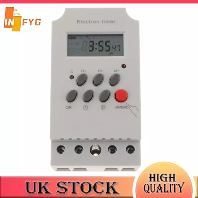 Time Switch Weekly Din Rail Mounting Digital Programmable Control Timer 12V UK