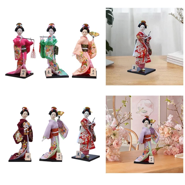Poupée Geisha Japonaise En Kimono MagiDeal - Figurine Collection 25 Cm, Décoration Maison/bureau - Fait Main