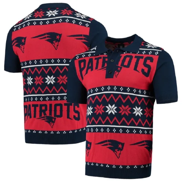 NFL Shirt New England Patriots Polo Ugly Felpa Lavorato a Maglia Polo Natale