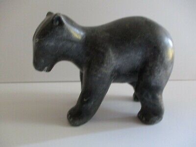 Large Vintage Native American Indian Stone Carving Bear Fetish 9.5 Inches Signed